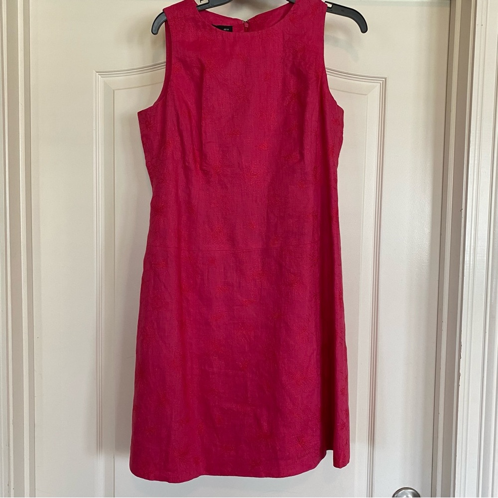 Jones New York Dress Hot Pink With Orange Floral Stitching Size 12
